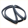 Black rubber windshield weatherstrip seal with molding for Nissan Patrol Safari shown from back side