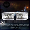 Pair of clear rectangular headlights with chrome trim and internal reflectors for land cruiser prado fj90 1998-2002