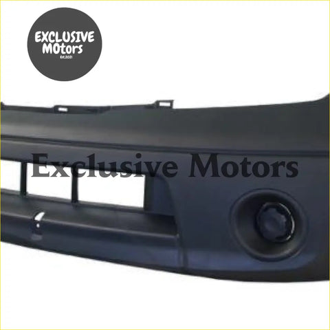Black plastic front bumper for nissan navara d40 4wd 2005-2009 with integrated mounting brackets and circular sensor housing