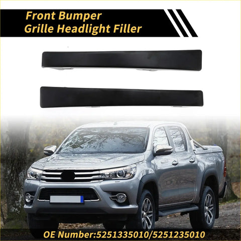 Black plastic front bumper grille headlight filler for toyota tacoma 2wd 2005-2015 shown from the back side