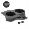 Black plastic front console dual cup holder with two compartments and matching caps for nissan gq patrol y60