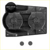 Black plastic front console dual cup holder with two circular cutouts and rubber pads for nissan gq patrol y60