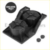 Black plastic front console dual cup holder base with two round compartments and caps for nissan gq patrol y60