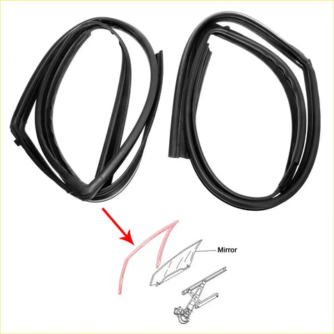 Black rubber window seal strips for car side mirrors in front door glass run channel set for toyota hilux 2005-2015