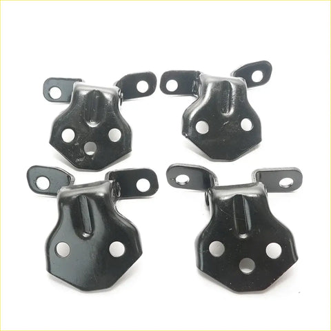 Black metal front door hinge brackets with hexagonal body and three holes for mazda b series 1986-1993 use