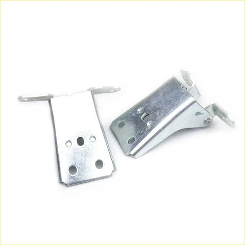 Silver metal l-bracket wall mounts with pre-drilled holes and hooks for front door hinge upper lower ford f-250 f-350