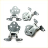 Set of four gray metal front door hinges with matte finish and circular mounting holes for mitsubishi colt 1988-1992