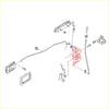 Front door lock latch set for Nissan Navara d21 king cab with red brake caliper assembly showing internal parts and mounts
