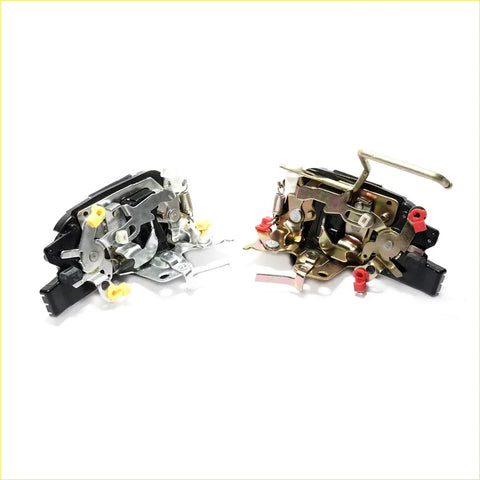 Front door lock latch set for toyota hilux 1997-2005 showing two lock mechanisms with black housing and yellow red accents