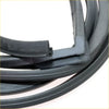 Black rubber front door seal weatherstrip for Nissan Datsun Bluebird 510 1968-1973 shown from the back side