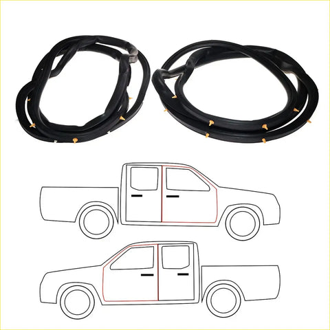 Black rubber front door weatherstrip with gold metal clips for toyota hilux 1988-1997 use
