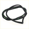 Front door weatherstrip for mazda familia 323 glc hatchback made of black rubber with green plastic tabs