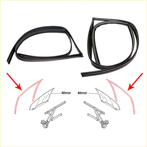 Black rubber front door window glass seal strip for mitsubishi colt triton 1996-2006 car windows