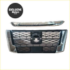 Chrome finished front grill for nissan navara np300 pro-4x 2021-2022 with black honeycomb mesh and central logo