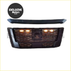 Black nissan navara np300 pro-4x front grill with honeycomb mesh and amber led lights for 2021-2022 models