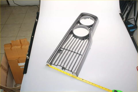 Front grill grille gray chrome finish with two circular cutouts and horizontal slats for toyota hilux rn20 rn25 1972 1978