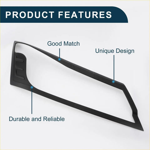 Black plastic front headlight trim bezel for Toyota Hiace commuter 2019-2020 with sleek angular design and textured grip