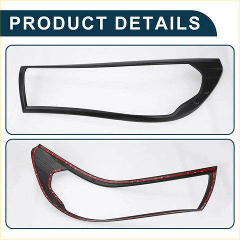 Black plastic front headlight trim bezel for toyota hilux revo 2015-2017 with glossy finish and red accent strip