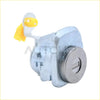 Silver metal front left door lock cylinder with yellow plastic keyhole cover for nissan altima maxima murano pathfinder