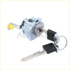 Silver metal front left door lock cylinder with yellow lever and two black key blanks for nissan altima and murano