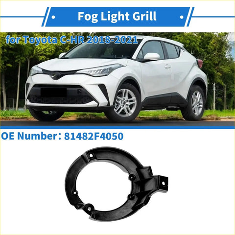 Front left black plastic fog light grill for toyota c-hr 2018-2021 designed for the front left fog light area