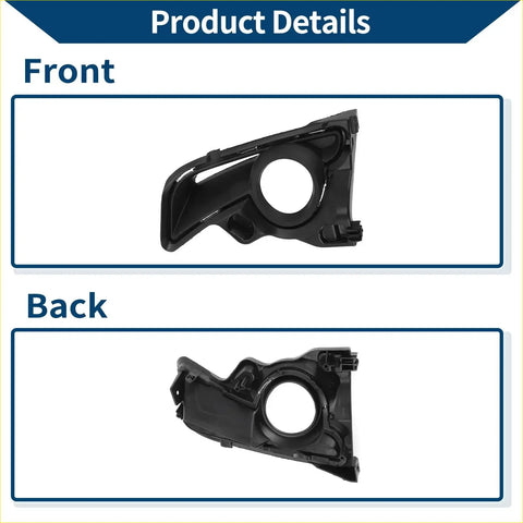 Front left black plastic fog light grill housing for toyota highlander 2014-2019 shown from the back side