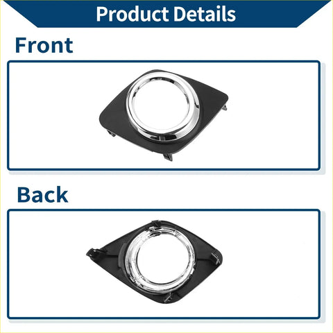 Front left fog light grill for toyota rav4 2009-2012 black plastic bezel with polished chrome circular insert