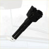 Front left headlight washer nozzle for toyota hilux made of black plastic with a white base shown from back side
