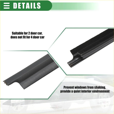 Black rubber front left right door window belt weatherstrip for 2-door toyota hilux 2005-2014 cars