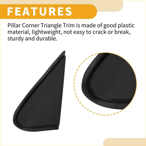 Front left side black plastic pillar triangle trim for toyota land cruiser 2008 to 2011 lightweight durable