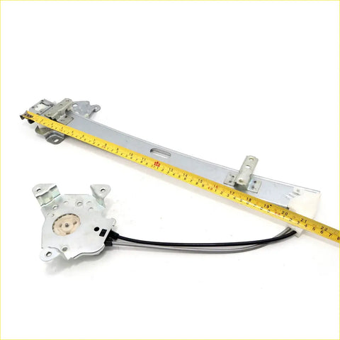Front left silver metal car window regulator with black wiring and mounting brackets for nissan pathfinder wd21 terramax 4wd