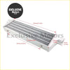 Front mount silver aluminum intercooler with sleek rectangular design and precise dimensions 510 by 180 by 65mm