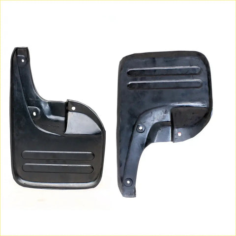 Front black plastic mud flaps with molded ridges and mounting holes for toyota hilux sr5 2005-2009