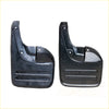 Black plastic front mudflap for Toyota Hilux KUN26 with textured ribbed surface and pre-drilled mounting holes