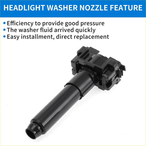 Front passenger headlight washer nozzle for toyota land cruiser black plastic with cylindrical body and angular housing