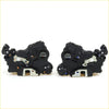 Black plastic front power door lock actuators with metallic parts for Toyota Hilux KUN15 2004-2016 shown from back side