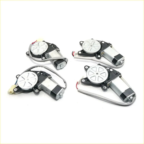 Front rear door power window regulator motor for mitsubishi colt 91-95 in black and silver with white gears shown from back side