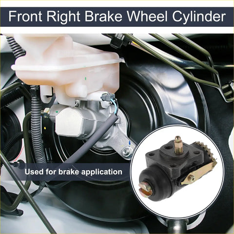 Front right brake wheel cylinder in black and silver with gear mechanism installed in toyota land cruiser braking system