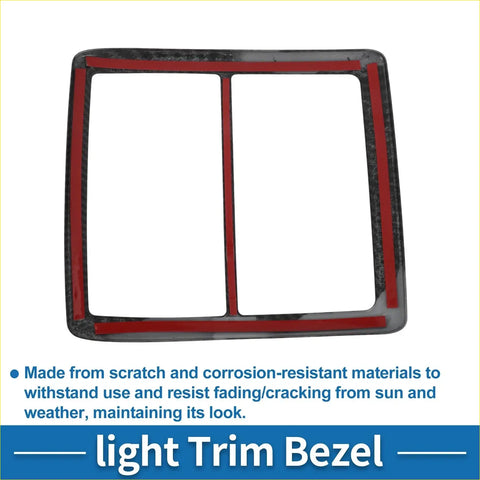Front row headlight trim bezel for toyota tacoma 2016-2023 black carbon fiber with red accent strips