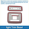 White plastic front row rear light trim bezels with red accent strips for 2023 toyota prius silver tone