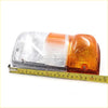 Front turn signal light for isuzu elf 5th gen with clear and amber two-section ribbed lens side marker light