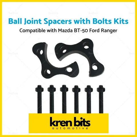 Black metal front upper ball joint spacers 25mm with bolts for ford ranger and mazda bt-50 vehicles
