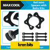 Black metal front upper ball joint spacers 25mm with bolts in matte finish for ford ranger mazda robust design
