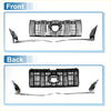 Front upper bumper grille for toyota land cruiser prado 2017-2020 with chrome and black vertical slats and side trim