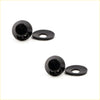 Black spherical head bolts with matte finish and matching washers for front window washer nozzle on nissan