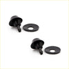 Front window washer nozzle for nissan in black plastic with mounting washers shown from the back side