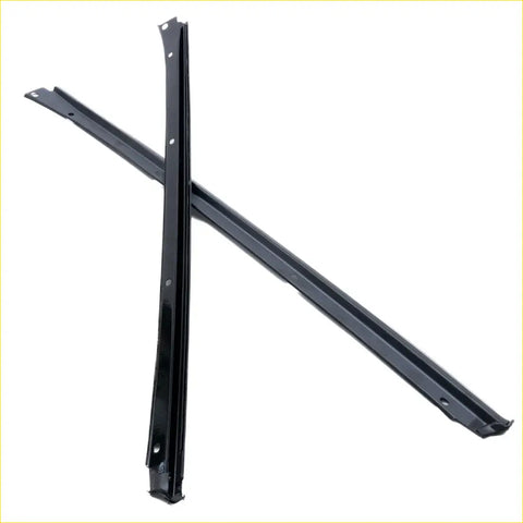 Black metal front windshield side moulding seal trim pieces with glossy finish and pre drilled holes for nissan datsun d21