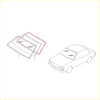 Outline of replacement front windshield weatherstrip for datsun nissan sunny sentra sedan with red highlight