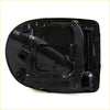 Black plastic fuel door cover with molded contours and integrated latch for nissan navara king cab d40 2007-2014