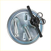 Silver metallic fuel filter sending unit with black plastic fittings and flower-shaped cap for nissan navara d40 turbo diesel